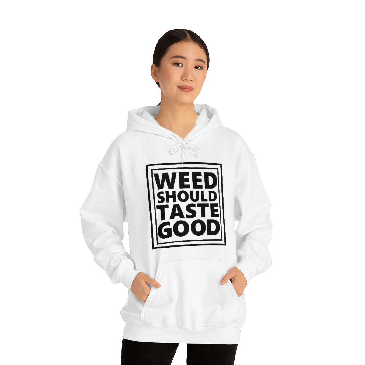 Weed Should Taste Good BW Unisex Heavy Blend™ Hooded Sweatshirt - Image 3