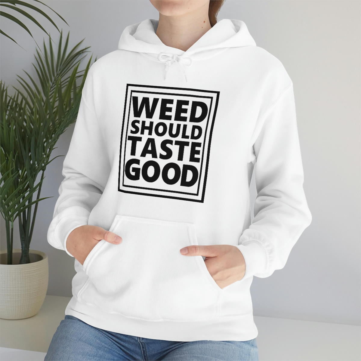 Weed Should Taste Good BW Unisex Heavy Blend™ Hooded Sweatshirt - Image 6