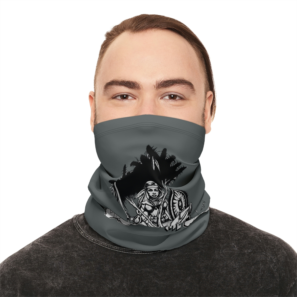 Loyal To The Soil Artwork Ras Elijah Tafari Winter Neck Gaiter With Drawstring - Image 8