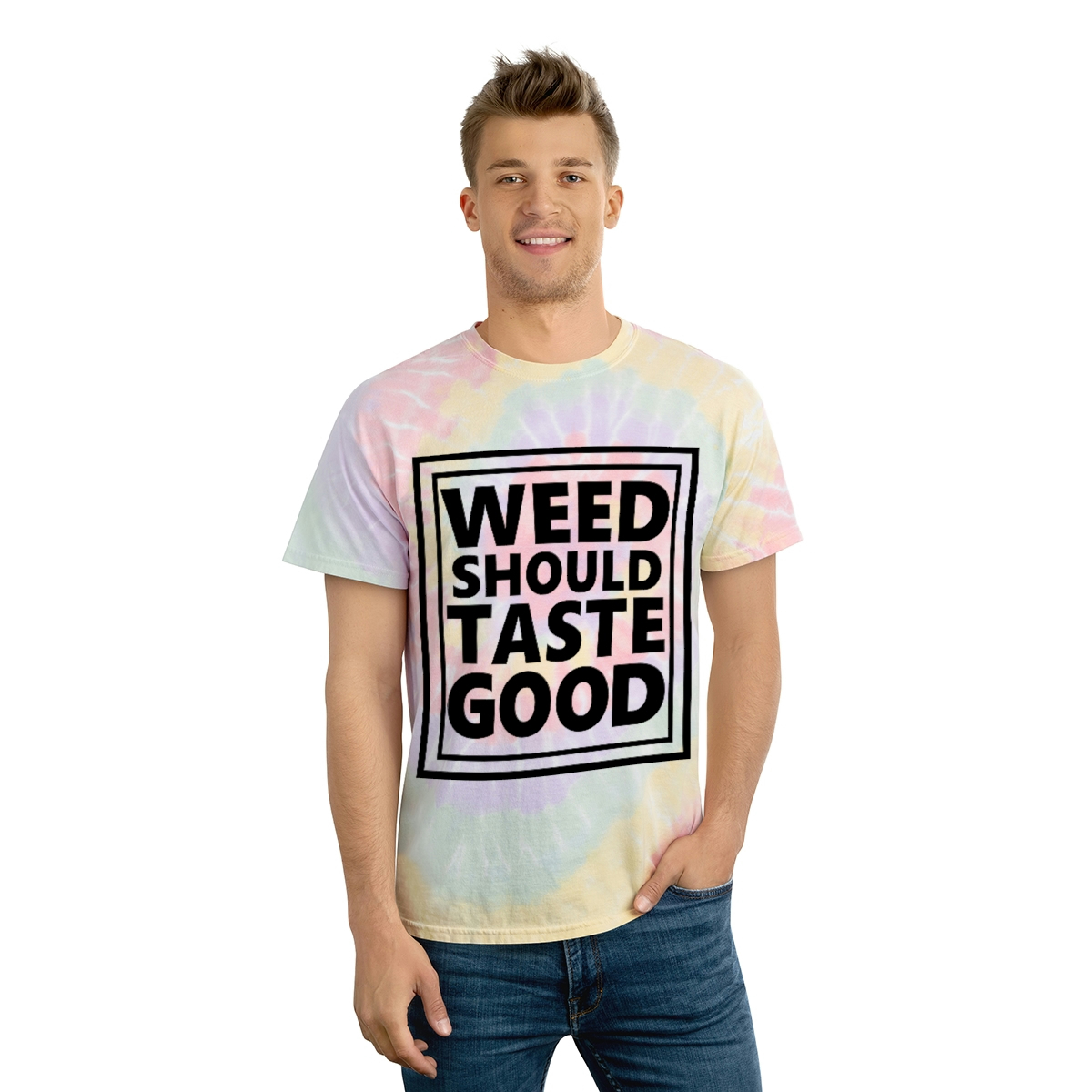Weed Should Taste Good Tie-Dye Tee, Spiral - Image 5