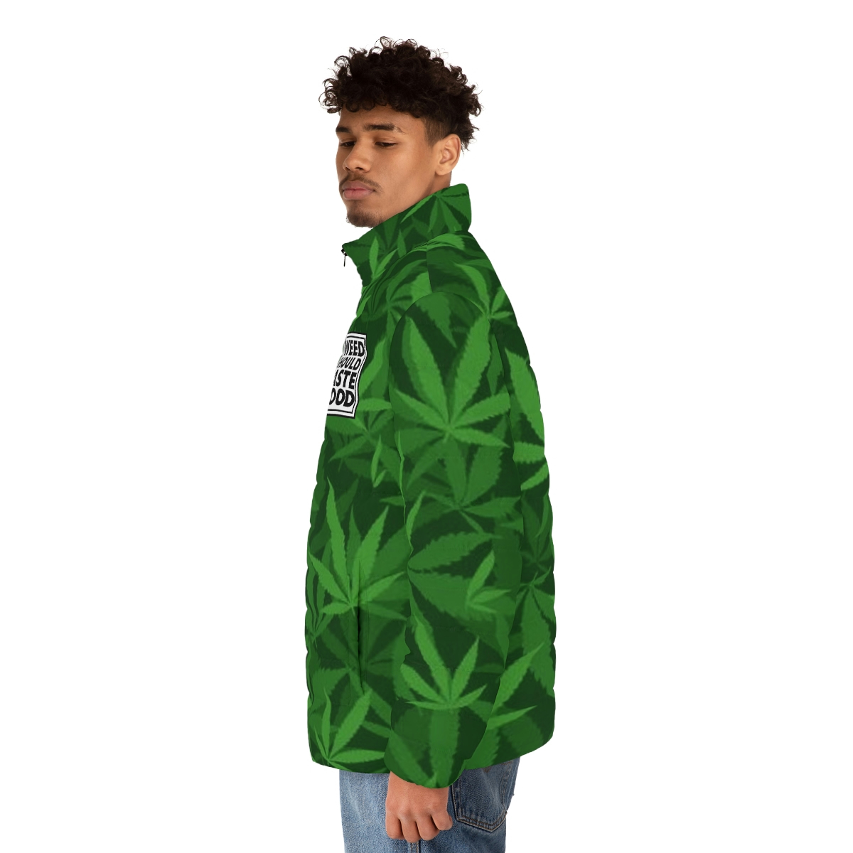Weed Should Taste Good Leaf Puffer Jacket - Image 6