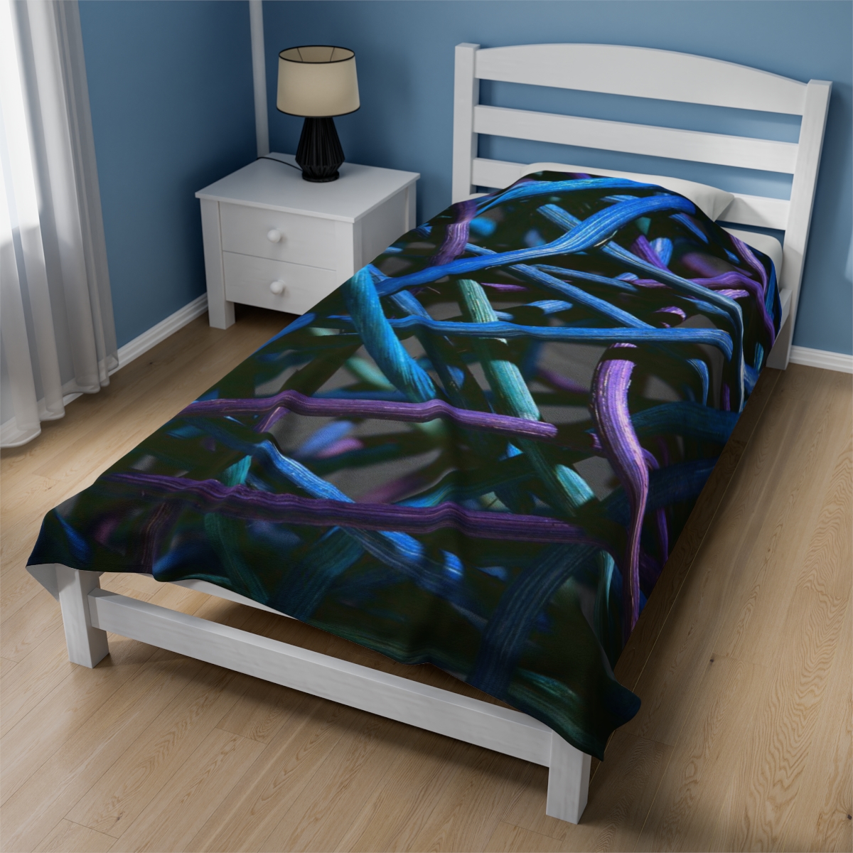 Greg and Carla Filippelli Cranberry Creek Baskets Purple/Blue Velveteen Plush Blanket - Image 4