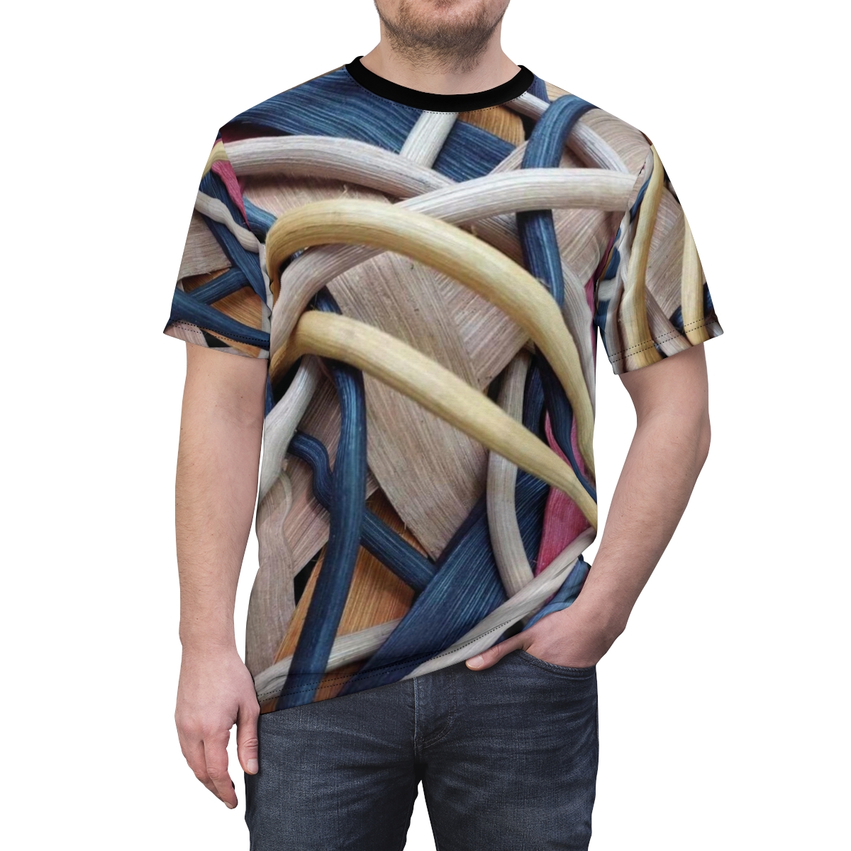 Greg and Carla Filippelli Cranberry Creek Baskets Blue/Red/Yellow Unisex Cut & Sew Tee (AOP)
