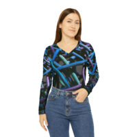 Greg and Carla Filippelli Cranberry Creek Baskets Purple/Blue Women's Long Sleeve V-neck Shirt