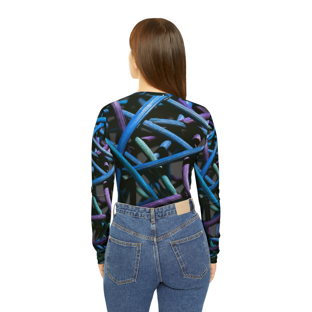 Greg and Carla Filippelli Cranberry Creek Baskets Purple/Blue Women's Long Sleeve V-neck Shirt - Image 4